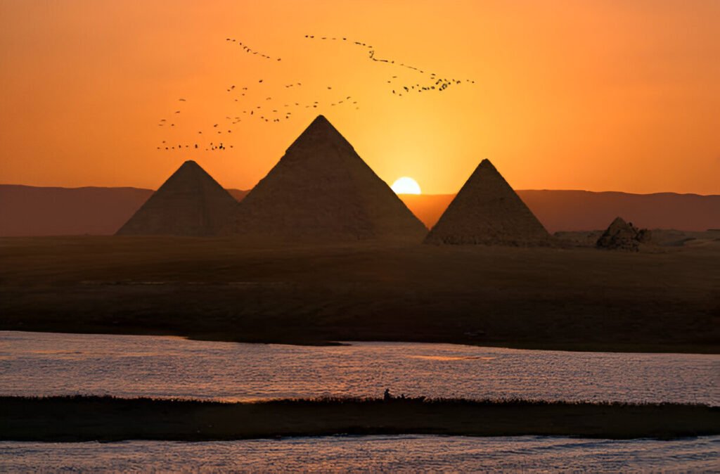 sunset in pyramids